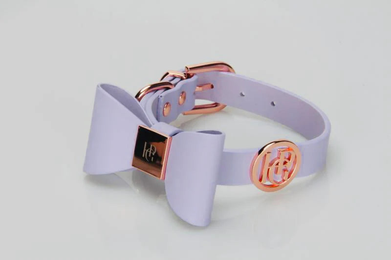 Leather Bow Collar (Only) ‘Lilac’