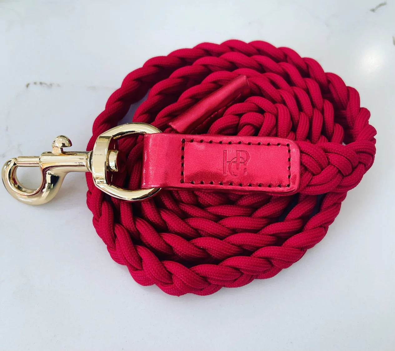 Dog Leash Ruby Red Plaited